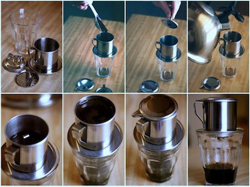 Các bước pha cà phê phin